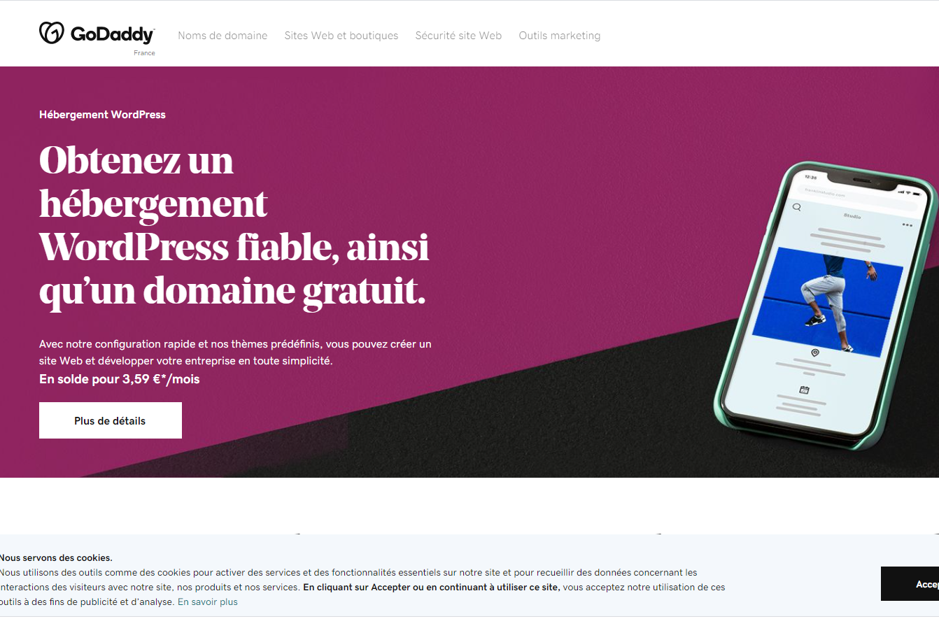 godaddy hebergement web - hellorank